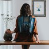 product photo for a leather backpack