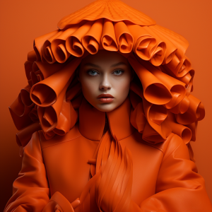 girl dressed in orange leather